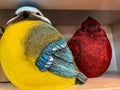 Two colorful fat bird statutes Royalty Free Stock Photo