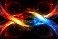 two colorful flames on a black background