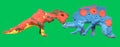 Two colorful friendly clay dinosaurs