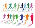 Two colorful groups of runners Royalty Free Stock Photo