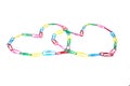 Two colorful hearts from paperclips on the white Royalty Free Stock Photo