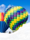 Two colorful hot air balloons against blue sky Royalty Free Stock Photo