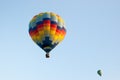 Two colorful hot air balloons on blue sky background Royalty Free Stock Photo