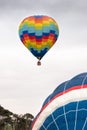 Two colorful hot air balloons on blue sky background Royalty Free Stock Photo