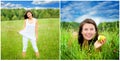 Two colorful outdoor portraits of a sporty young woman