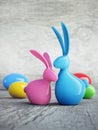 Two colorful porcelain easter rabbits