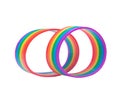 Two colorful rainbow wristband, lgbtq+ people symbol isolated on white background with clipping path. Concept of lgbtq+ wristband Royalty Free Stock Photo