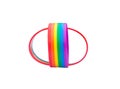 Two colorful rainbow wristband, lgbtq+ people symbol in strange shape isolated on white background with clipping path. Concept of Royalty Free Stock Photo