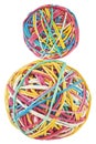 Two colorful rubber band balls isolated on white background. Elastic bands Royalty Free Stock Photo