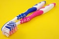 Two colorful tooth-brushes Royalty Free Stock Photo