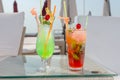 Two colorful tropical cocktails Royalty Free Stock Photo
