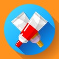 Two colorful vector paint tubes icon. Royalty Free Stock Photo