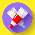 Two colorful vector paint tubes icon. Royalty Free Stock Photo