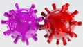 Two colorful viruses on white