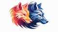 Two Colorful Wolf Heads That Complement Each Other Royalty Free Stock Photo