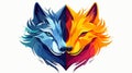 Two Colorful Wolf Heads That Complement Each Other Royalty Free Stock Photo