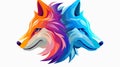 Two Colorful Wolf Heads That Complement Each Other Royalty Free Stock Photo