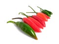 Two colors chilies on line