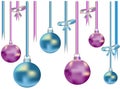 Two colors ribbons and balls Royalty Free Stock Photo