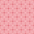 Red on pink geometric tile oval and circle scribbly lines seamless repeat pattern background