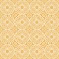 White on orange hand drawn wavy line tile in a circle seamless repeat pattern background Royalty Free Stock Photo