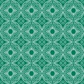 White on green hand drawn wavy line tile in a circle seamless repeat pattern background Royalty Free Stock Photo