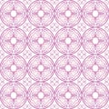 Pink gradient on white hand drawn wavy line tile in a circle seamless repeat pattern background Royalty Free Stock Photo