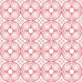 Red gradient on white hand drawn wavy line tile in a circle seamless repeat pattern background Royalty Free Stock Photo