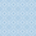 White on light blue hand drawn wavy line tile in a circle seamless repeat pattern background Royalty Free Stock Photo