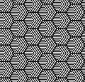 White on black multi hexagonal line pattern seamless repeat background Royalty Free Stock Photo