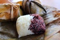 Two colour Sticky rice wrapped with banana leaf