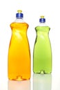 Two colourful bottles of dishwashing liquid Royalty Free Stock Photo