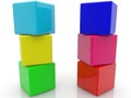 Two columns with colorful cubes