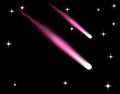 Two comets of violet, meteor, starry sky. on a black background. illustration Royalty Free Stock Photo