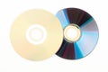 Two compact discs on white background. Royalty Free Stock Photo