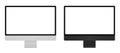 Two imac computer monitor with empty display, set device screen mockup, devices silver and black colors, blank screens - vector Royalty Free Stock Photo