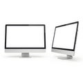 Two computer monitors isolated on white background Royalty Free Stock Photo