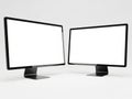 Two computer monitors isolated on white background Royalty Free Stock Photo