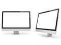 Two computer monitors isolated on white background Royalty Free Stock Photo