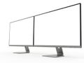 Two computer monitors isolated on white background Royalty Free Stock Photo