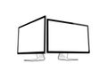 Two computer monitors isolated on white background Royalty Free Stock Photo