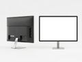 Two computer monitors isolated on white background Royalty Free Stock Photo