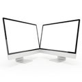 Two computer monitors isolated on white background Royalty Free Stock Photo
