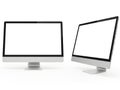 Two computer monitors isolated on white background Royalty Free Stock Photo