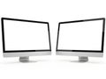 Two computer monitors isolated on white background Royalty Free Stock Photo