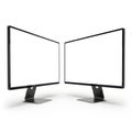Two computer monitors isolated on white background Royalty Free Stock Photo