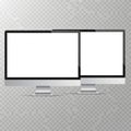 Two computer monitors isolated on white background isolated on white background Royalty Free Stock Photo
