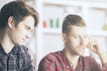 Two concentrated males Royalty Free Stock Photo