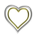 Two Concentric Heart Shaped Golden and Silver Rings Frame Royalty Free Stock Photo