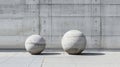 Two concrete spheres on the pavement Royalty Free Stock Photo
